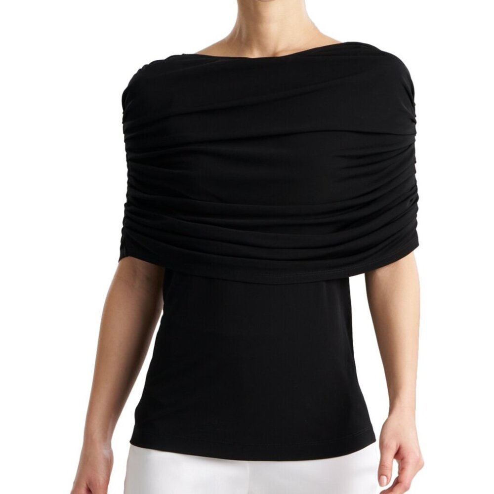 NWT Natori Rouched Shoulder Top- Black Women's Large